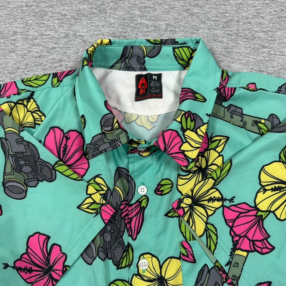 Oaf Nation Shirt Mens Medium Blue Floral Button Up Short Sleeve Hawaiian